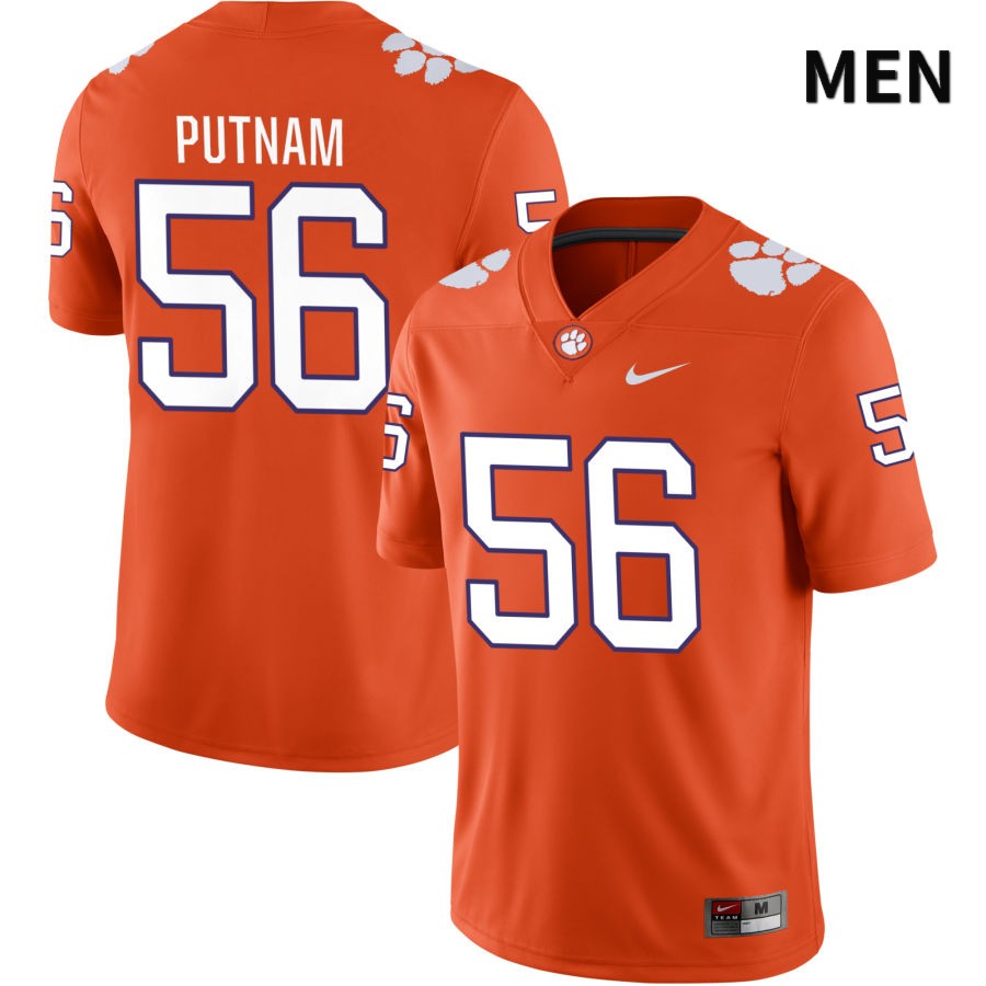 Men's Clemson Tigers Will Putnam #56 College Orange NIL 2022 NCAA Authentic Jersey Hot Sale KSB64N4M
